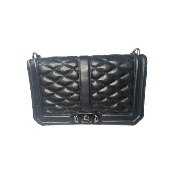 Rebecca Minkoff Diamond Quilted Leather Crossbody Black Shoulder Bag Medium - Picture 4 of 9